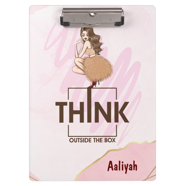 Think outside the box Lady Boss woman Clipboard (Front)