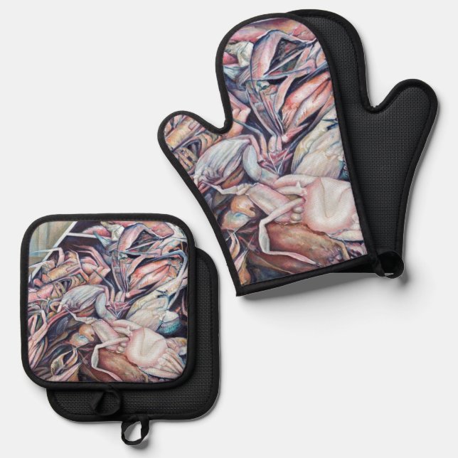 Think Outside the Box Oven Mitt & Pot Holder Set (Front/Back)