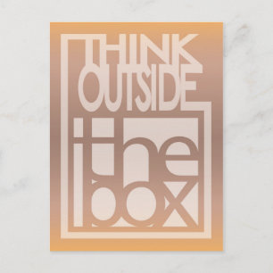 Think outside the box quote design postcard
