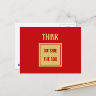 Think outside the box quote red postcard