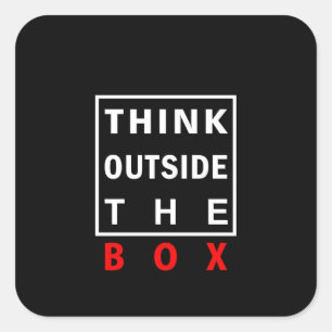 think outside the box red smart text quote clever square sticker