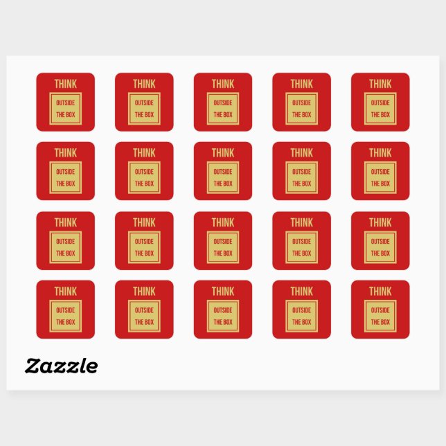 Think outside the box red square sticker (Sheet)