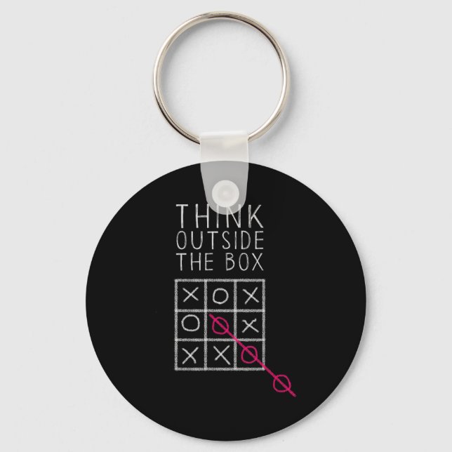 Think Outside The Box _ Tic Tac Toe _ Funny Sy Ner Keychain (Front)