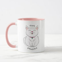 Think Pawsitive Cat Illustration Coffee Mug