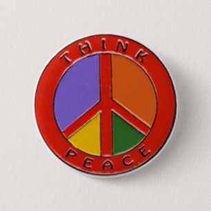 Think Peace Peace Sign 2 Inch Round Button