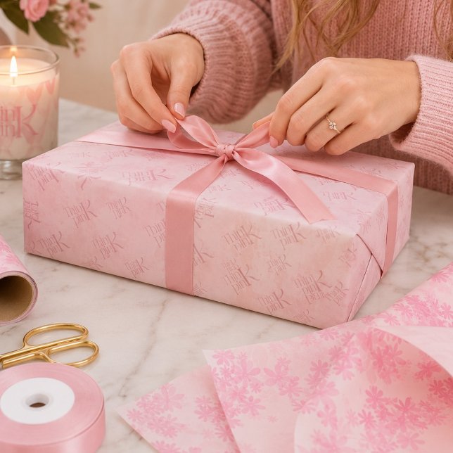 Think Pink Watercolor Pattern Monogram  Tissue Paper (Creator Uploaded)