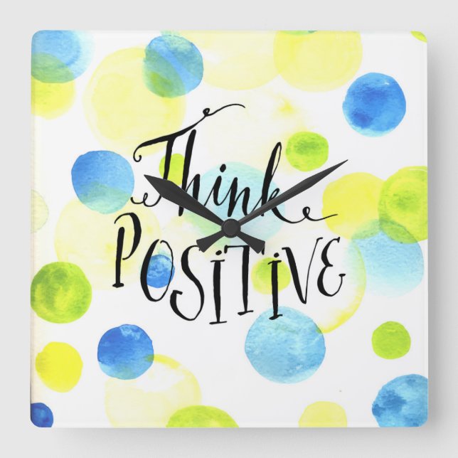 Think Positive Square Wall Clock (Front)