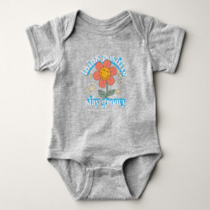 Think Positive Stay Groovy Slogan Baby Bodysuit