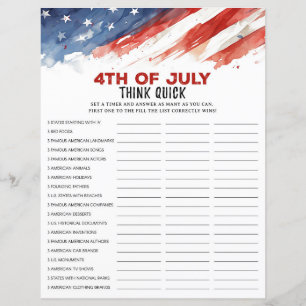 Think Quick 4th of July Party Game