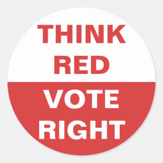 Think Red Vote Right Classic Round Sticker