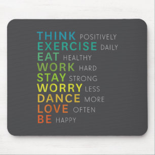 Think Sitive Affirmation Insrational Motivational  Mouse Pad