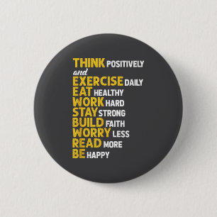 Think Sitively Exercise Daily Gym Workout Motivati 2 Inch Round Button