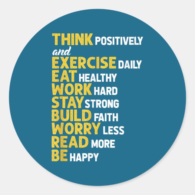 Think Sitively Exercise Daily Gym Workout Motivati Classic Round Sticker (Front)