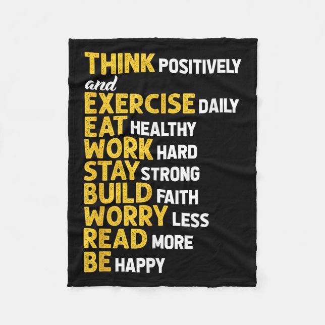 Think Sitively Exercise Daily Gym Workout Motivati Fleece Blanket (Front)