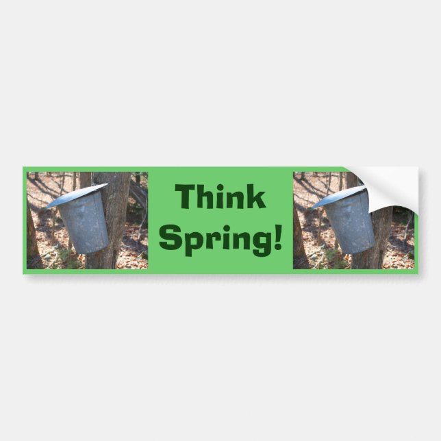 Think Spring Maple Syrup Buckets Bumper Sticker (Front)
