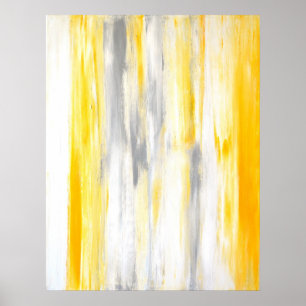 'Think Straight' Grey and Yellow Abstract Poster