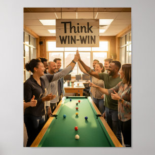 Think Win-Win Teamwork Celebration Poster