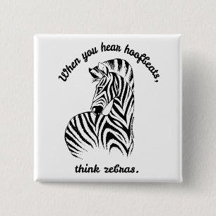 Think Zebras 2 Inch Square Button