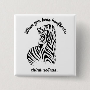 Think Zebras 2 Inch Square Button