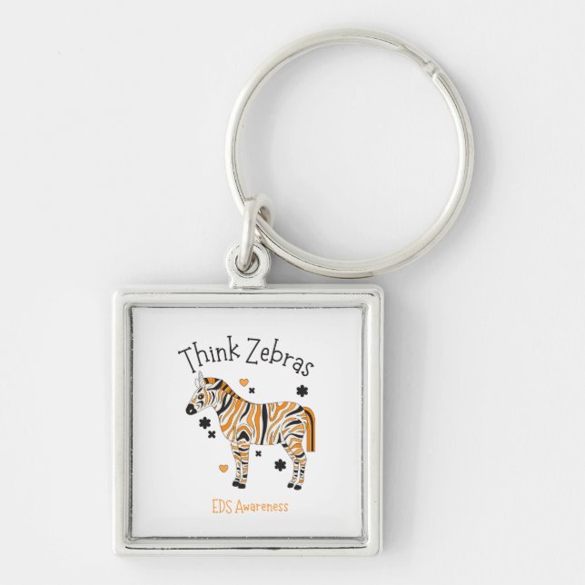 "Think Zebras" Ehlers Danlos Syndrome Button Keychain (Front)