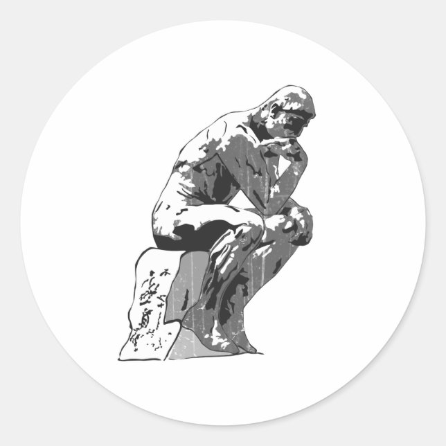 thinker classic round sticker (Front)