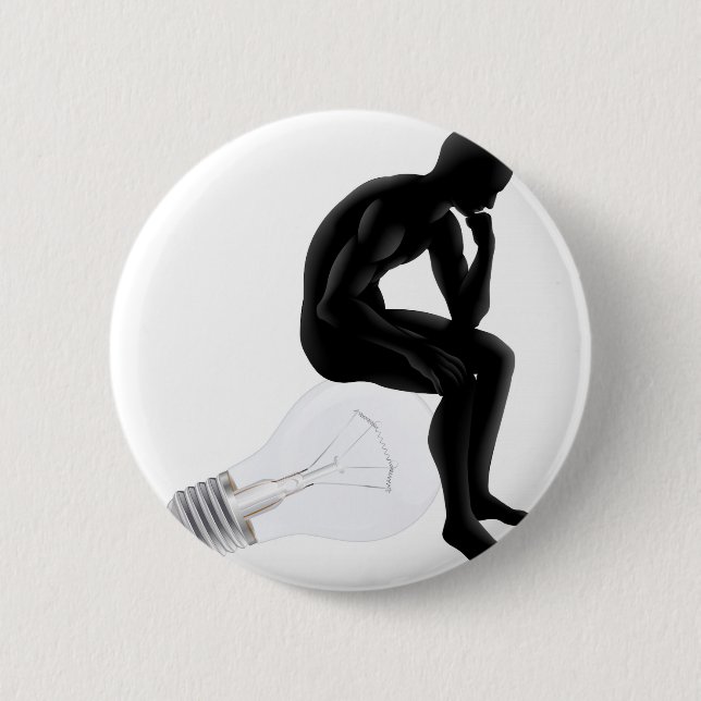 Thinker looking for an idea 2 inch round button (Front)
