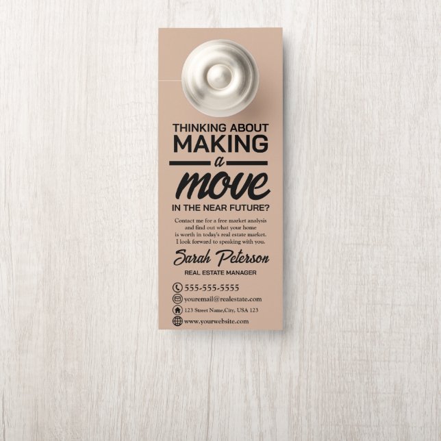 Thinking About Making A Move, Real Estate Agents Door Hanger (On Knob)