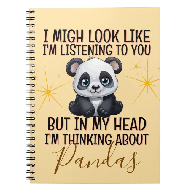 Thinking About Pandas – Funny Notebook (Front)