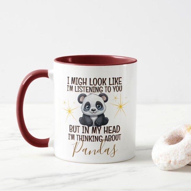 Thinking About Pandas – Funny Personalized Mug (With Donut)