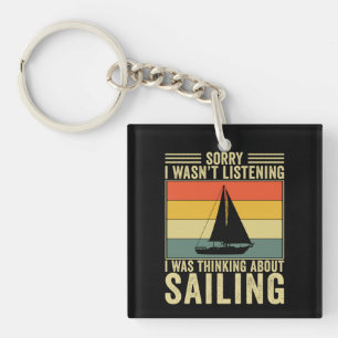 Thinking About Sailing Funny Retro Sailor Boat Keychain