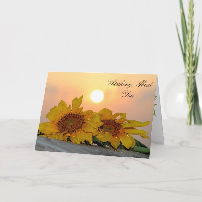 Thinking about You and Missing You Sunflower Card (Front)