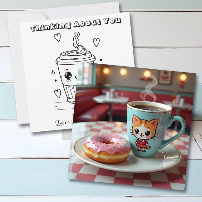 Thinking About You | Cute Doughnut and Coffee Card (Creator Uploaded)