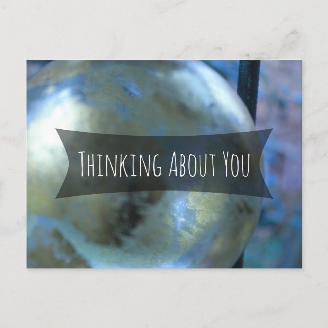 Thinking About You Glass Gold Orb Postcard (Front)