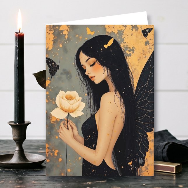 Thinking About You | | Gothic Angel and Rose Card (Creator Uploaded)