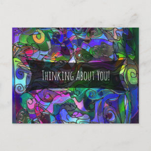 Thinking About You! Multicolored Digital Art Postcard