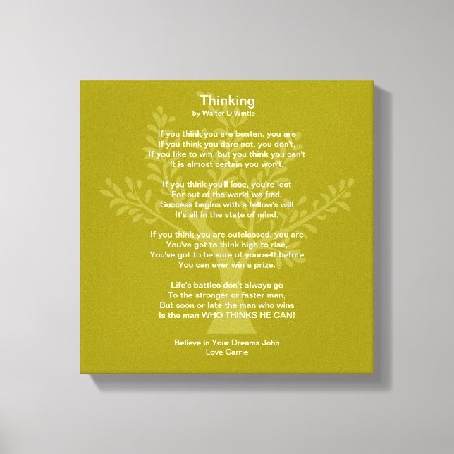 Thinking an Inspirational Poem, Canvas Print (Front)