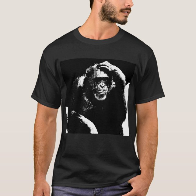 Thinking Ape Pop Art Elegant Modern Template T-Shirt (Front)
