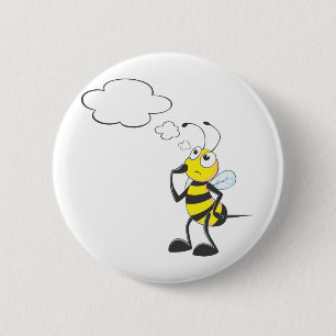 Thinking Bee with Thought Bubble 2 Inch Round Button