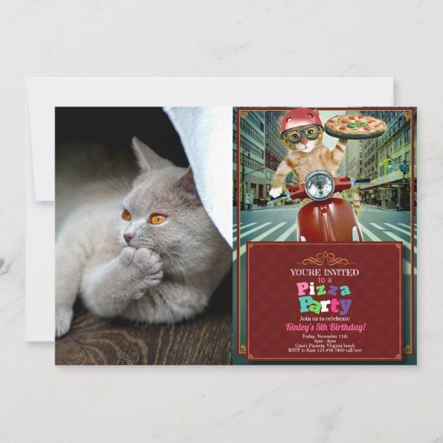Thinking cat invitation (Front)