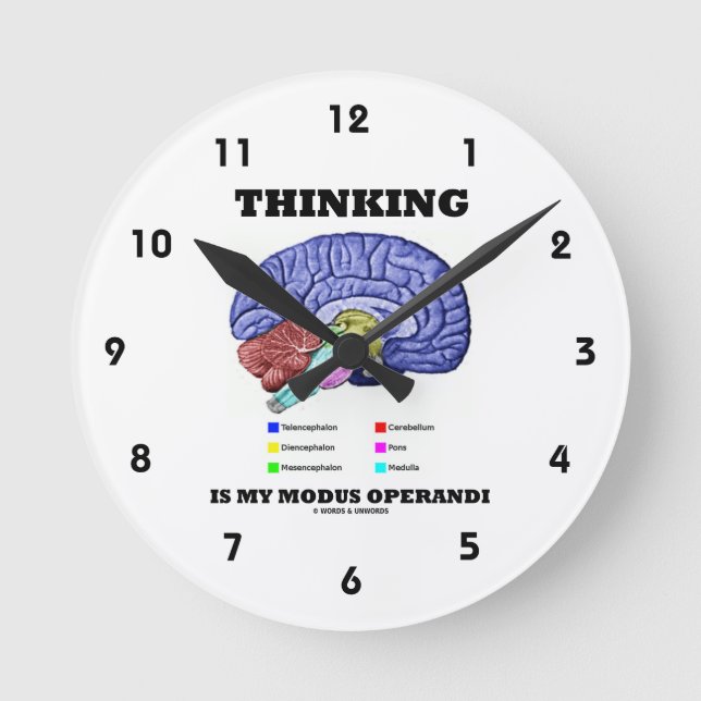 Thinking Is My Modus Operandi (Anatomical Brain) Round Clock (Front)