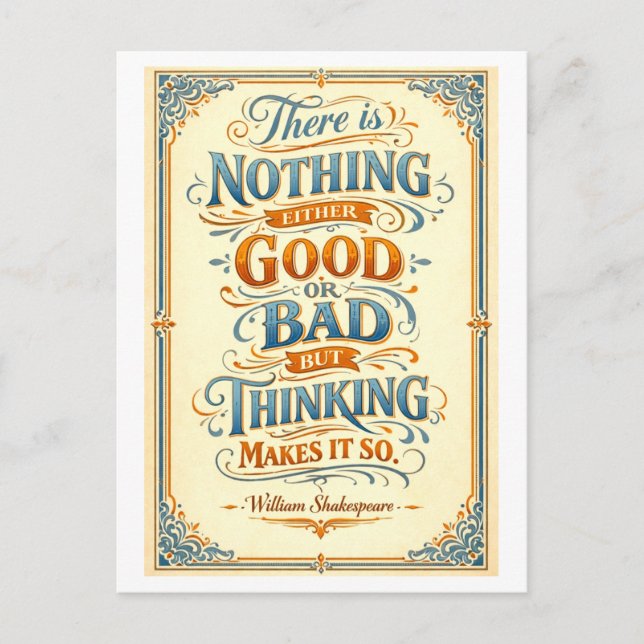 "Thinking Makes It So" Shakespeare Postcard (Front)