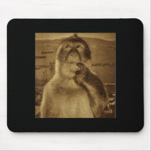 Thinking Monkey Meme Vintage Retro Mouse Pad