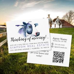 Thinking of Moooving Real Estate Postcard