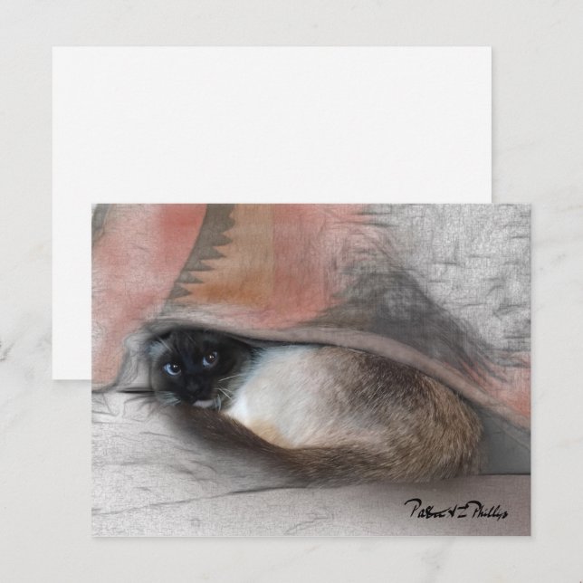 Thinking Of You Adorable Siamese Kitten Blanket Postcard (Front/Back)