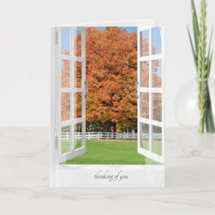 thinking of you autumn tree in window card