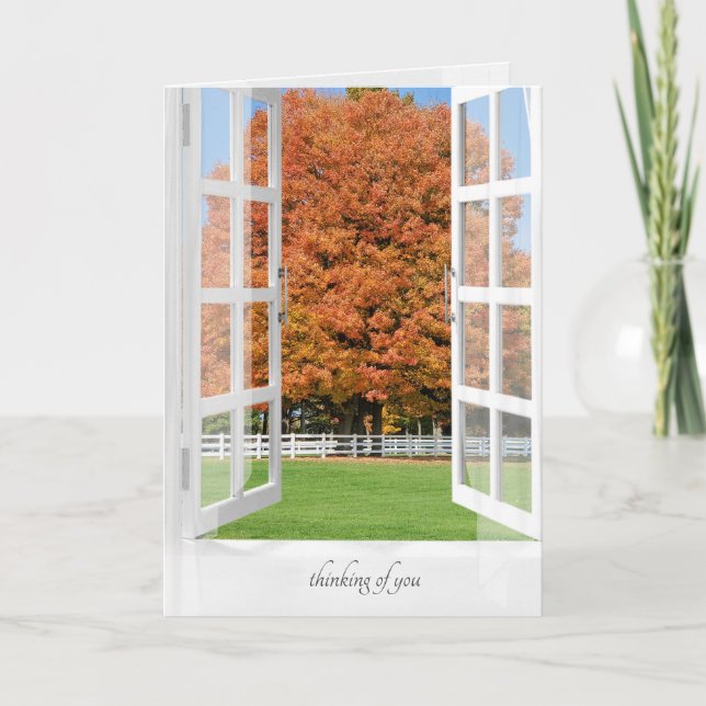 thinking of you autumn tree in window card (Front)