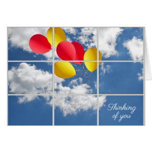 thinking of you-balloon bouquet in window