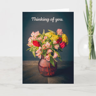 Thinking of You Beautiful Vase of Flowers Photo Holiday Card