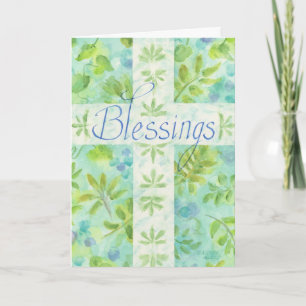 Thinking of You Blue Cross Blessings Greeting Card