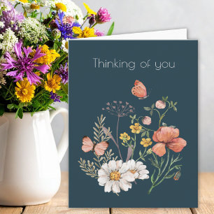 Thinking of You Botanical Wildflower Flower Boho Thank You Card